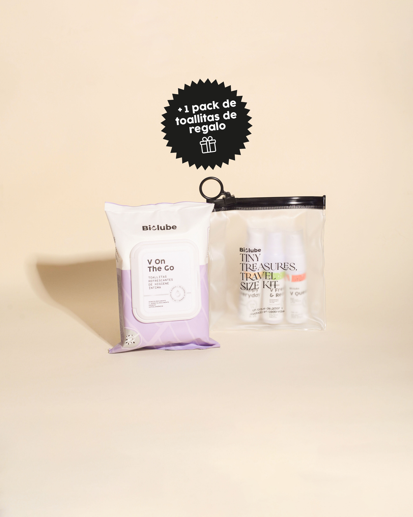 Travel size kit + 1 pack de toallitas + 1 pack de toallitas de regalo