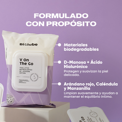 Refreshing and biodegradable intimate hygiene wipes (Pack x4)