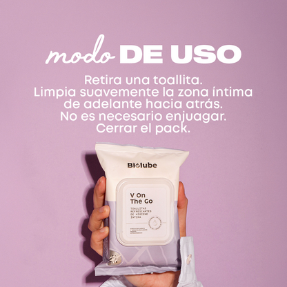 Refreshing and biodegradable intimate hygiene wipes (Pack x4)