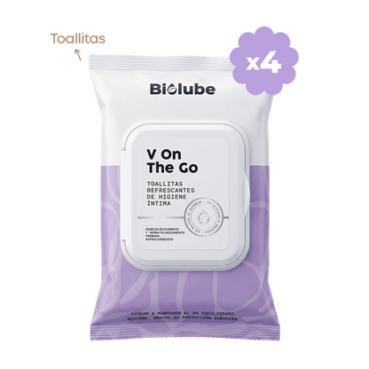Refreshing and biodegradable intimate hygiene wipes (Pack x4)